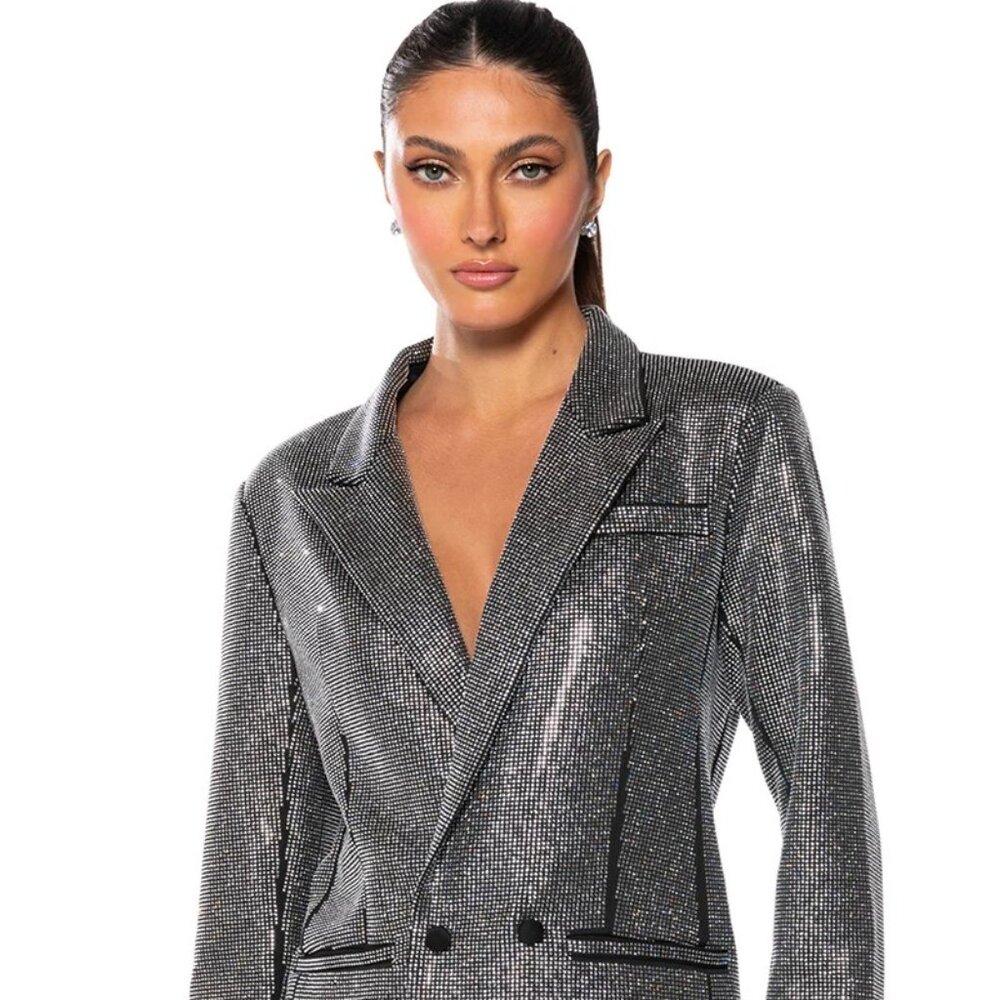 AKIRA Pop Star Shine Rhinestone Blazer and Shorts (2-piece set)